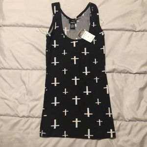 Brand new black tank with crosses